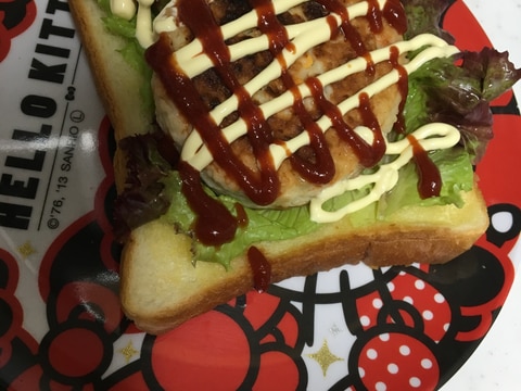 食パンで☆市販の豆腐ハンバーグのオープントースト☆